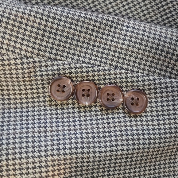 Mens 42 R Ralph Lauren Silk Wool Blend Houndstooth Suit Jacket Macys Mens Wear - Picture 5 of 13